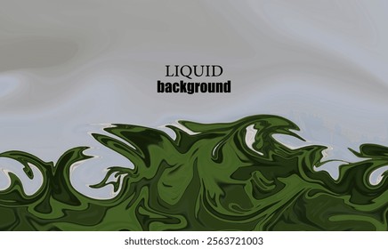 Vector marble green, gray. Flow of green and gray liquid marble background, design element