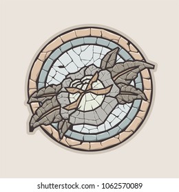 Vector Marble Mosaic Rose Emblem