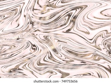 Vector marble rose gold background with liquid golden mettallic texture.