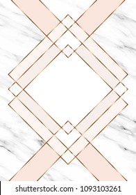 Vector marble template with gold geometric elements.