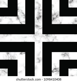 Vector marble texture design with geometric shapes, black and white marbling surface, modern luxurious background, vector illustration