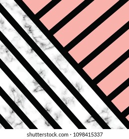 Vector marble texture design with geometric shapes, black and white marbling surface, modern luxurious background, vector illustration