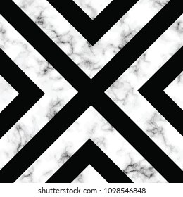 Vector marble texture design with geometric shapes, black and white marbling surface, modern luxurious background, vector illustration