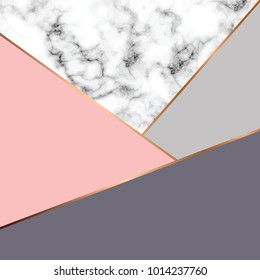 Vector marble texture design with golden geometric lines, black and white marbling surface, modern luxurious background, vector illustration