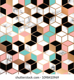 Vector marble texture design with golden geometric lines, black and white marbling surface, modern luxurious background, vector illustration