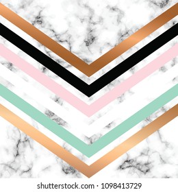 Diseño de texturas de mármol vectorial con líneas geométricas doradas, superficie de mármol blanco y negro, fondo lujoso moderno, ilustración vectorial