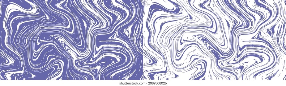 Vector Marble Textures in Periwinkle. 2022 Color Trend. Ink Marbling Paper Background. Elegant Luxury Backdrop. Liquid Paint Swirled Patterns. Japanese Suminagashi or Turkish Ebru Technique.