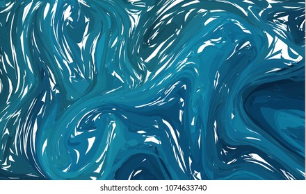 Vector marbled blue wave abstract background. Blue liquid pattern. Unique texture. Aquatic artwork illustration.. Fluid colorful shapes background.