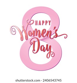 Vector march 8 happy womens day handwritten text holiday calligraphic text.