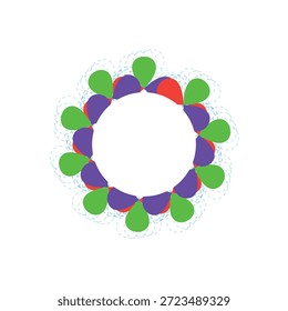 Vector Mardi Gras Circle Colorido pétalo de flores marco