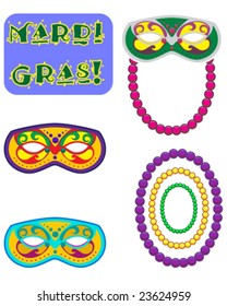 vector mardi gras masks and beads