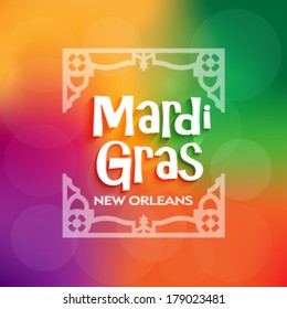 Vector Mardi Gras Poster celebration. Color Blurred background.