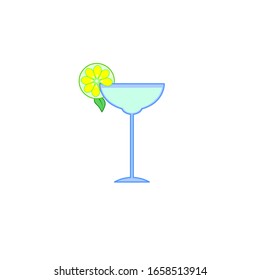 Vector Margarita Drink With Lemon Beverage On White 