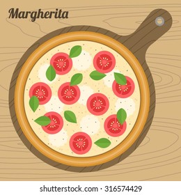Vector margherita  pizza,flat design