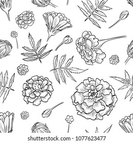 Vector marigold seamless pattern