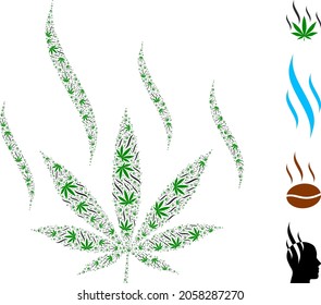 Vector marijuana aroma collage is organized of repeating itself marijuana aroma parts. Recursion collage of marijuana aroma.