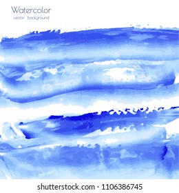 Vector marina, navy blue, indigo watercolor texture background, dry brush stains, strokes, spots isolated on white. Abstract marble frame, place for text or logo. Acrylic hand painted pours, fluid art