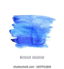 Vector marina, navy blue, indigo watercolor texture background, dry brush stains, strokes, spots isolated on white. Abstract ink marble frame, place for logo. Acrylic hand painted pours, fluid art.