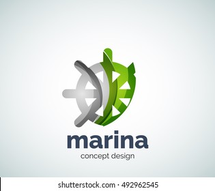 Vektormarina, Logo-Vorlage für das Lenkrad, abstraktes Geschäftssymbol
