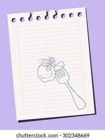 vector marinated mushrooms on a fork sketch