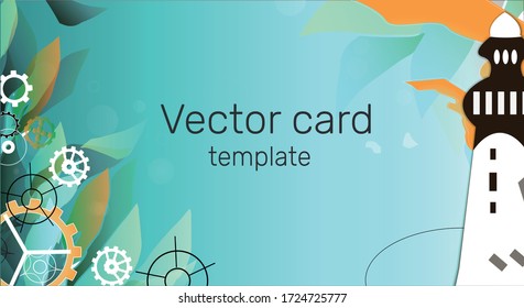 Vector marine banner with waves and lighthouse. Illustration in a flat style for the World Ocean Day. For poster, presentation and advertising.