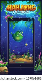 Vector marine illustration for tablets and smartphones. Bright background image to create original video or web games, graphic design, screen savers