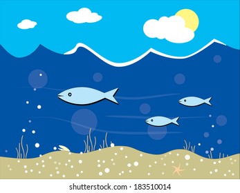 Vector marine nature design 