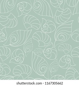 vector marine pattern with seashells. seamless texture
