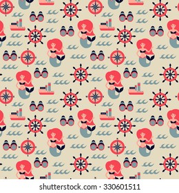 Vector marine seamless pattern, illustration