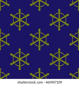 Vector Marine Seamless Pattern. Ship Steering Wheel Background