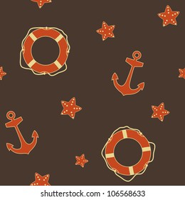 Vector marine summer background, seamless pattern