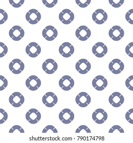 Vector maritime seamless pattern with swim ring icons in blue and white colors. Cute retro style repeat texture. Nautical sea theme abstract background. Design for decor, fabric, cloth, wrapping paper