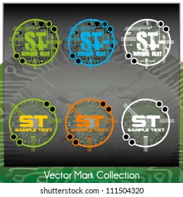 Vector mark collection with circuit/chip/main board elements serving as the symbols background