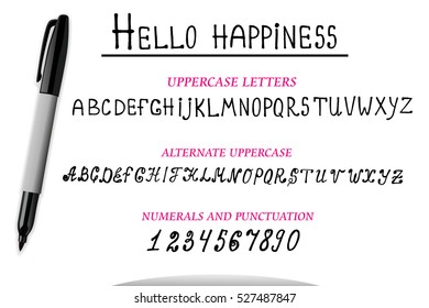 Vector marker Alphabet. Hand Lettering and Typographic art for Designs. Brush Typography. Handwritten style font