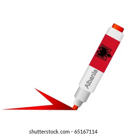 vector marker with flag of Albania