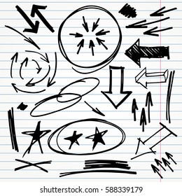 vector marker hand drawn design elements - notes