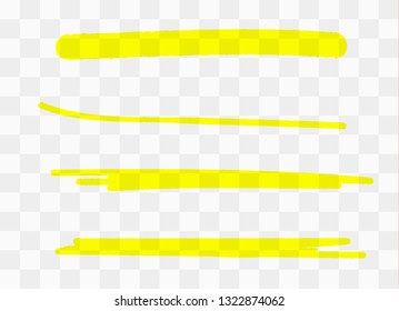 Vector markers. Drawn yellow marker stripes. multi-colored blots. Different colors vector blots.