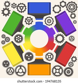 vector markers draws gear