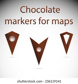 Vector markers for map \ template for icons. Made in the style of chocolate. EPS10.