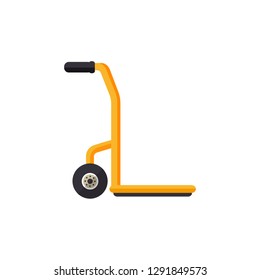vector market service cart, platform hand truck or trolley / warehouse and cargo cart, delivery and lift, industry equipment, factory industrial loader / isolated on white / sign, icon and symbol