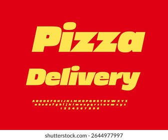 Vector Marketing banner Pizza Delivery. Typography Modern Font. Minimal Fashion Alphabet Letters and Numbers set.