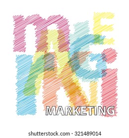 Vector marketing. Broken text scrawled