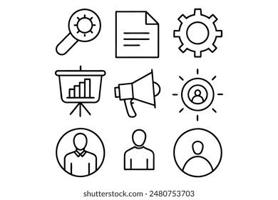 Vector marketing icon set and illustration line art