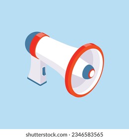 Vector marketing megaphone bullhorn on blue background.