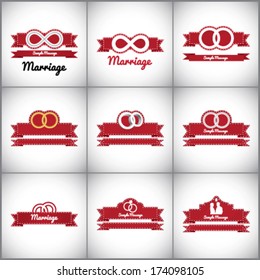 Vector marks related to love and marriage