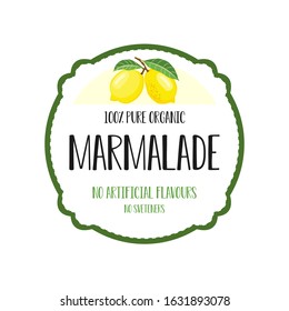 Vector marmalade sign. Organic fruit product. Food and drink promotional ad template creative concept.