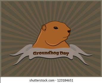 Vector marmot postcard, isolated on white background