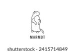 Vector marmot silhouette for logo, emblem, badge, label vintage design element.