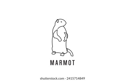 Vector marmot silhouette for logo, emblem, badge, label vintage design element.