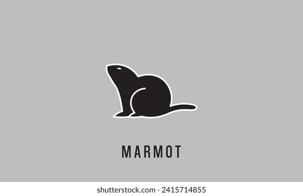 Vector marmot silhouette for logo, emblem, badge, label vintage design element.